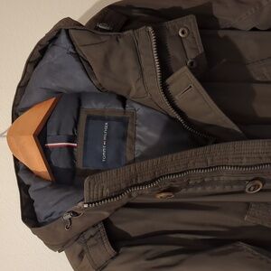Tommy Hilfiger Men's Dark Green Brown Hooded Puffer Jacket Size L